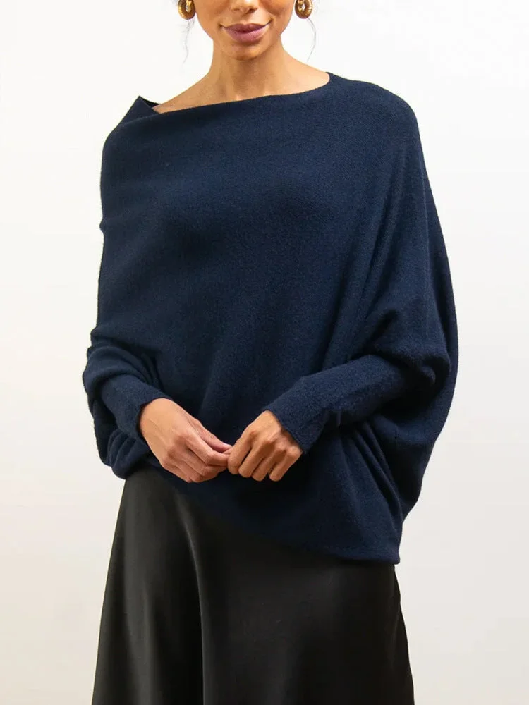 Uveng Color Round Neck Long Sleeve Sweaters