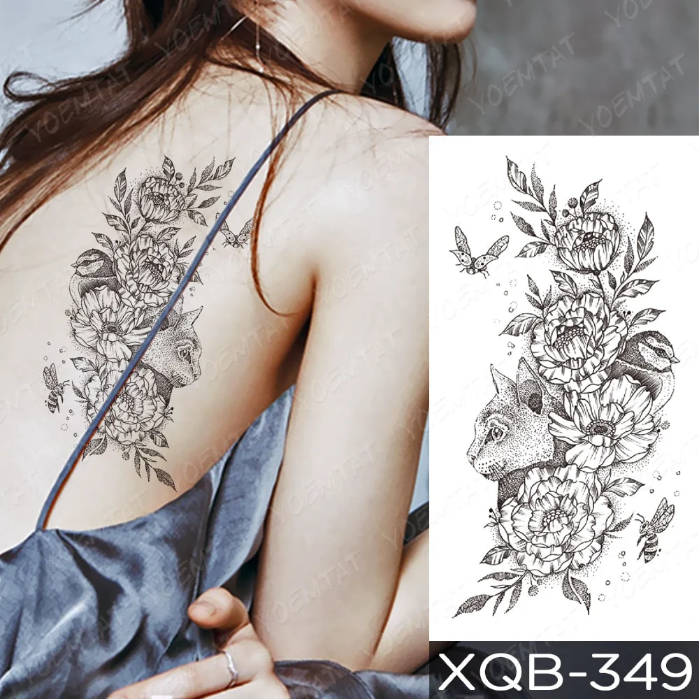 Waterproof Temporary Tattoo Sticker Orchid Flower Tattoos Peony Lotus Lines Painted Rose Body Art Arm Fake Sleeve Tatoo Women