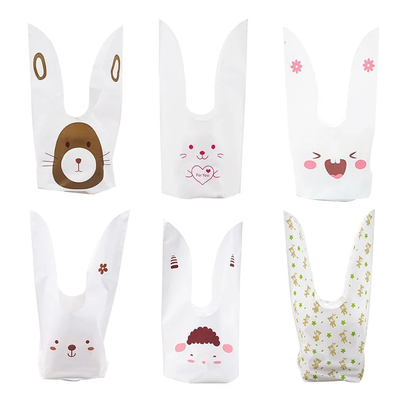 25pcs Bunny Cookies Bags Candy Biscuit Packaging Bag Birthday Wedding Favors Candy Gift Bags Easter Party Decoration Supplies