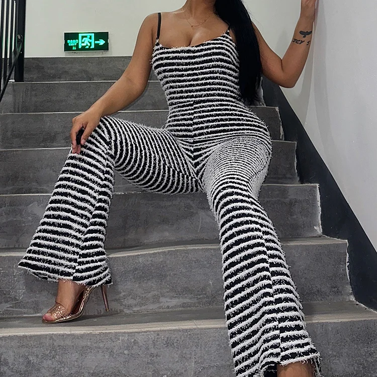 Sling Wide Leg Strip Trousers