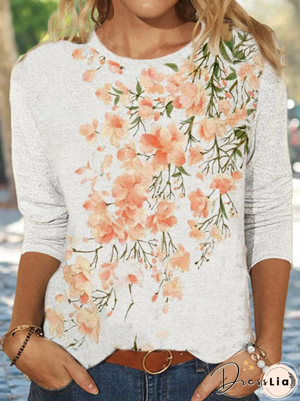 Regular Fit Floral Crew Neck T-Shirt