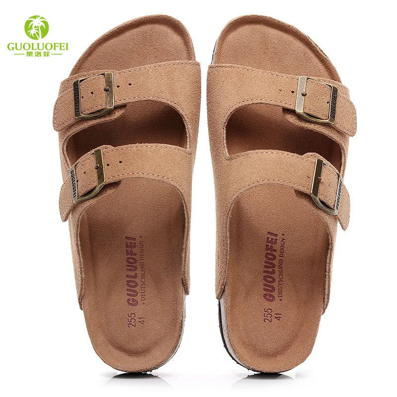 Canrulo Summer Men's Mule Clogs Slippers High Quality Classic Two Buckle Cork Slides Sandals Footwear For Men Women Unisex 35-46