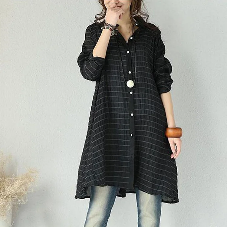 New Handmade Casual Linen Shirt Dress