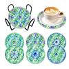 (US Local)[Upgrade]6pcs/set DIY Diamond Painting Waterproof Case Classic Green Mandala Coaster Gift Decor Set