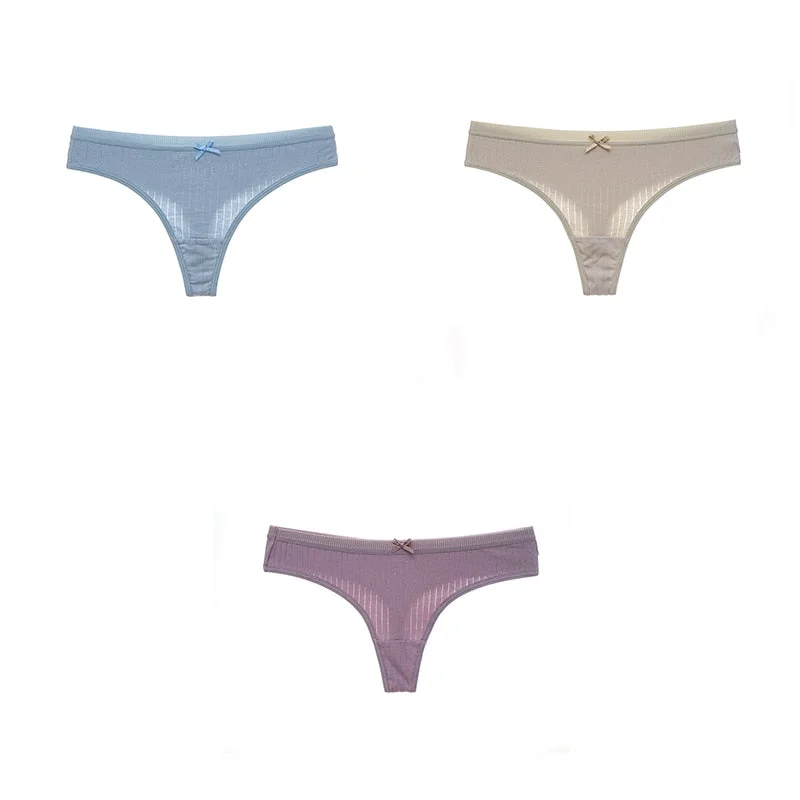3PCS/Set G-string Panties Cotton Women's Underwear Sexy Pantie Female Underpants Thong Solid Color Panty Lingerie M-XL Hot Sale