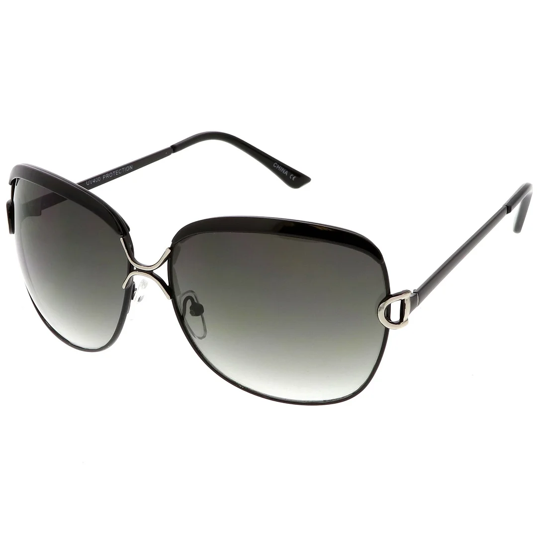 Women's Oversize Metal Square glasses Unique Nose Bridge Neutral Colored Lens 63mm