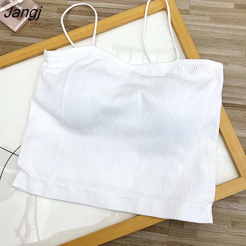Jangj Spaghetti Strap Crop Top Female Camisole Women Summer 2022 Sexy Cotton Underwear Unif Aesthetic Lingiere