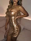 Shiny Bandeau Sexy Mini Dress