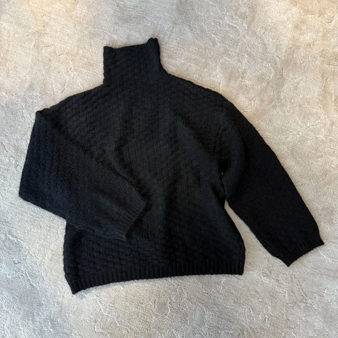 Athvotar Athvotar Women's Cotton Cashmere Lattice Half-High-Collar Sweater Korean Version Of The Student's Dress Dress Nice Hair Knitted Shirt