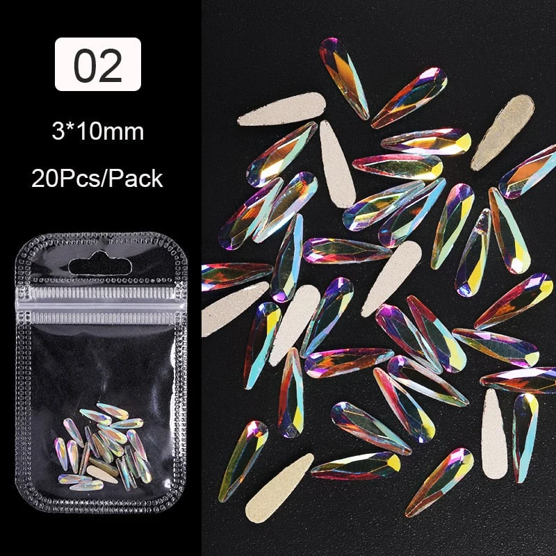 Crystals Clear AB Glass Rhinestone Stones Solid Flat Back Nail Ornaments Colorful Granular Three-Dimensional Nail Art Decoration-Nail Inspo