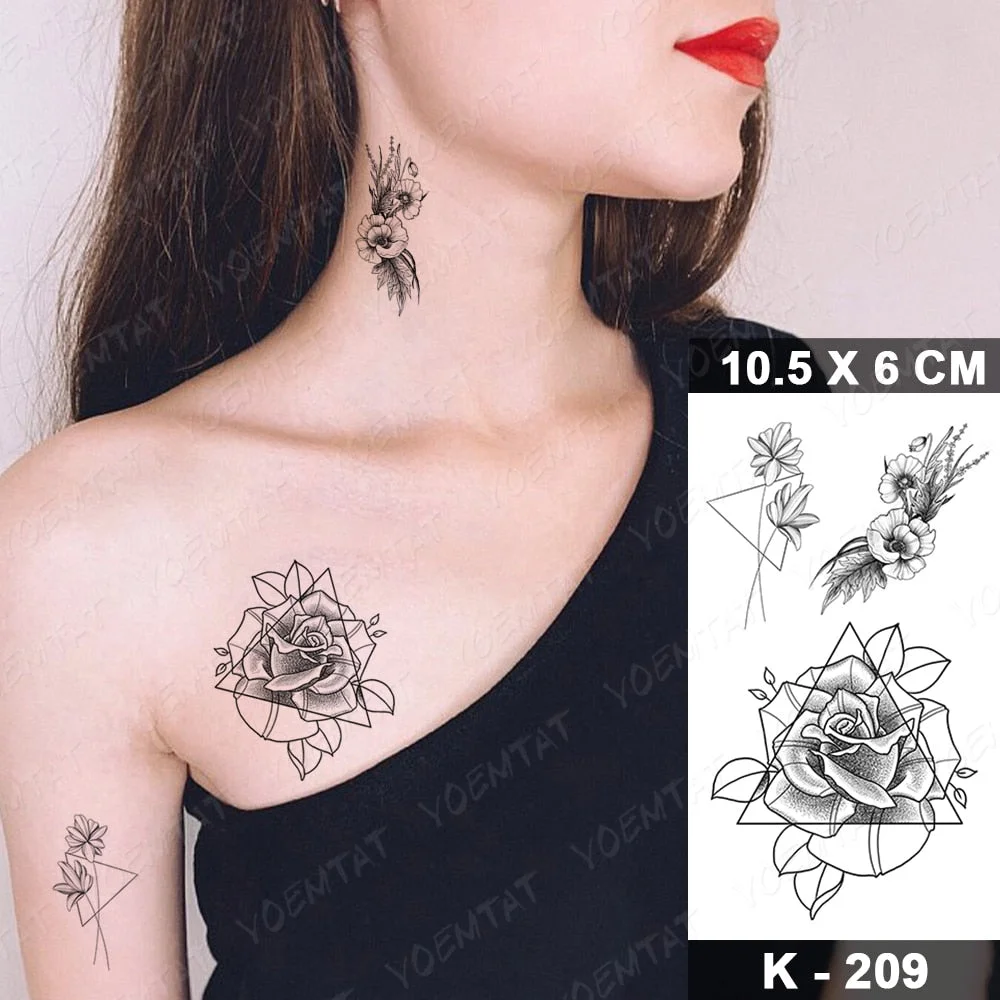 Waterproof Temporary Tattoo Sticker Realistic Black Waist Wrist Lily Flowers Flash Tatoo Fake Tatto For Body Art Women Men