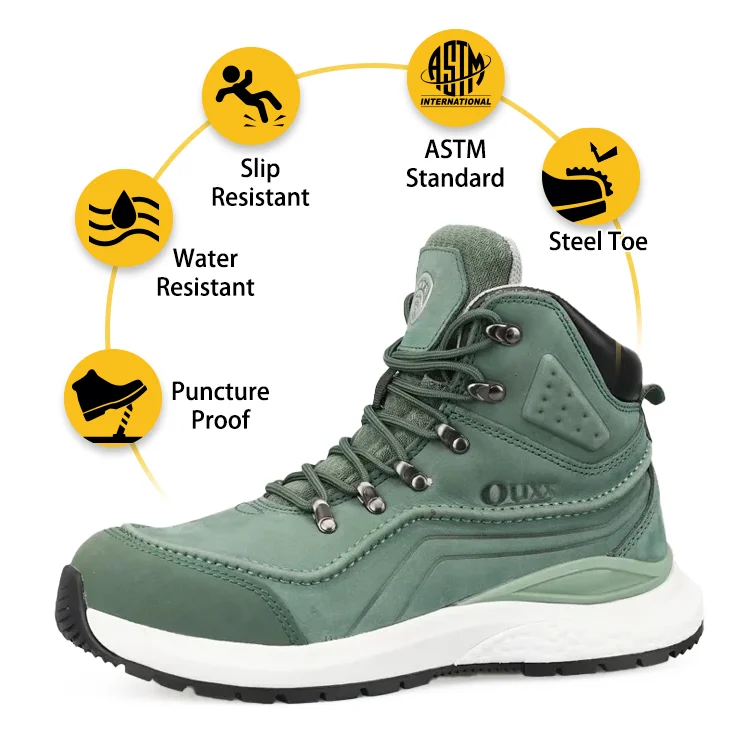 Men's Composite Toe Waterproof Slip Resistant Leather Lightweight ESD Assembly Line & Construction Work Boots