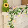 Spring Easter Decoration Garland 210cm Artificial Colourful Garland with Eggs and Green Leaves for Home Party Wall Fireplace Stairs Window
