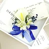 10PCS Wedding Bridal Groom Catering Business Ceremony Guests Blue White Corsage Boutonniere Wrist Bouquets Artificial Flower