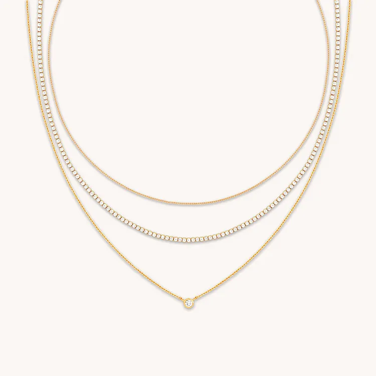 Essential Crystal Necklace Stacking Set in Gold