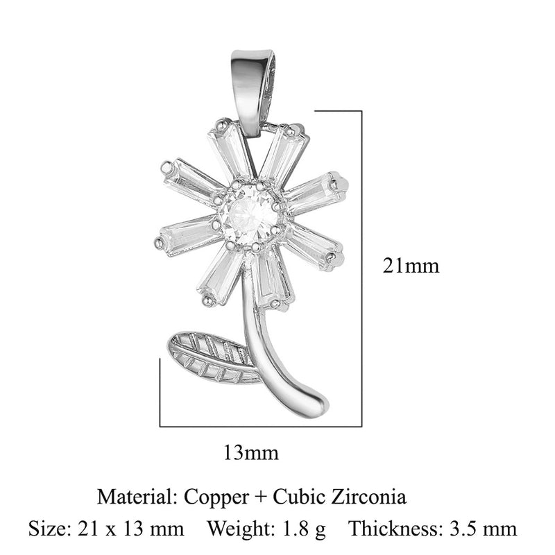 1 Piece Copper Zircon 18K Gold Plated Heart Shape Rose