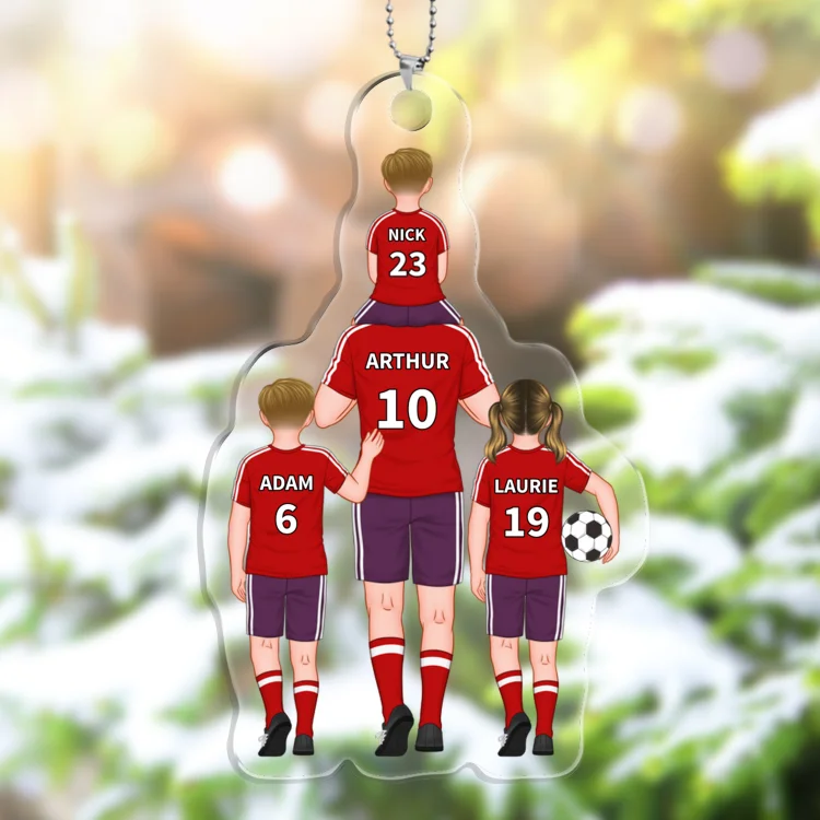 Portachiavi/Pendente acrilico da calcio con 2-4 nomi personalizzati Regali per la festa del papà | Jessemade