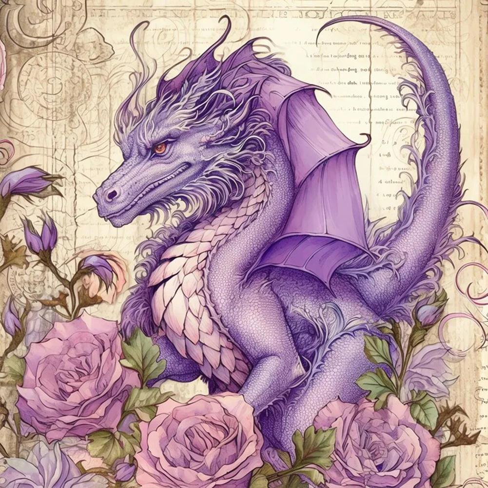 Full Round Diamond Painting - Purple Dragon(Canvas|40*40cm)