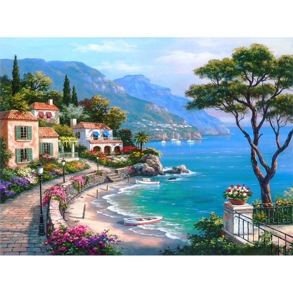 Paint By Number - Town Beside Sea(50*40cm)