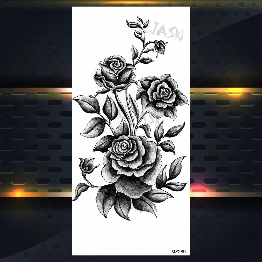 Purple Rose Jewelry Water Transfer Tattoo Stickers Women Body Chest Art Temporary Tattoo Girl Waist Bracelet Flash Tatoos Flower