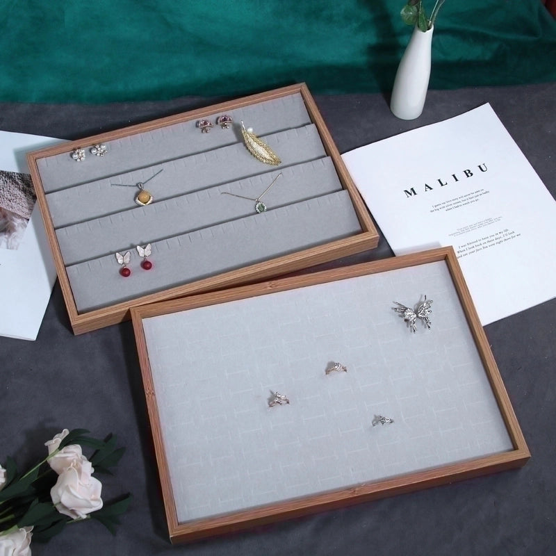 Modern Style Rectangle Wood Flannel Jewelry Rack