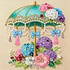 DIY Pearl Painting Flower Umbrella for Home Decor with Frame(25x25cm)