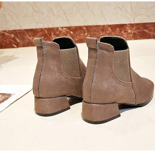 Breakj Breakj Boots Women's New Round Head Velvet Face Thick And Short Boots For 2025 Autumn And Winter Martin Boots Chelsea Boots