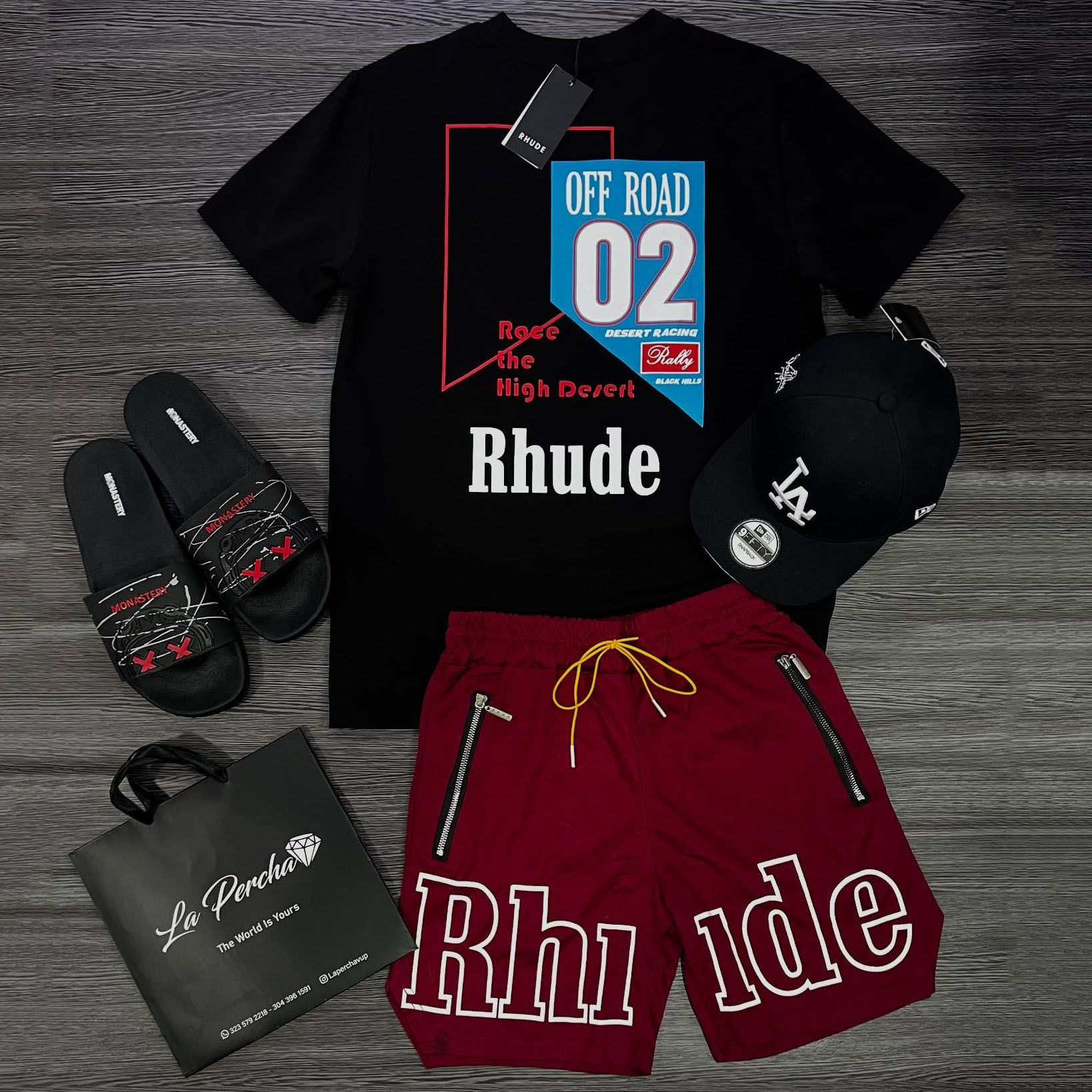 Rhude Offroad 02 Logo T-Shirt And Shorts Co-Ord