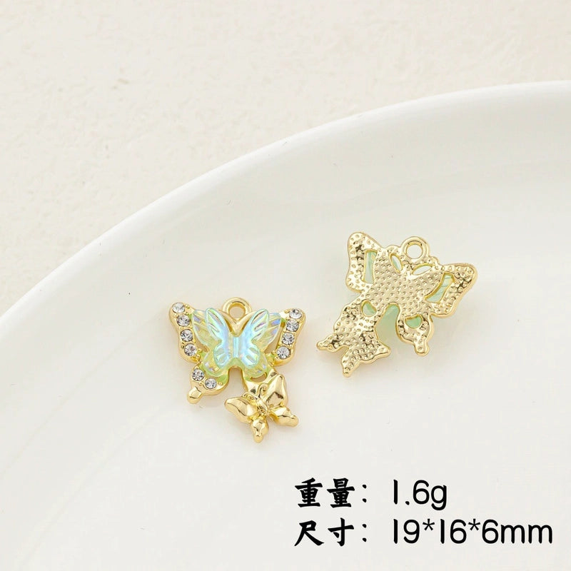 5 PCS/Package 20 * 23mm Alloy Artificial Pearls Rhinestones Flower Butterfly Pendant Jewelry Accessories