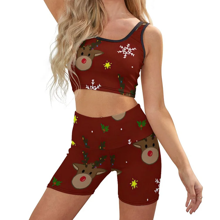 Personalized Design Women's Thread Yoga Vest Set Christmas