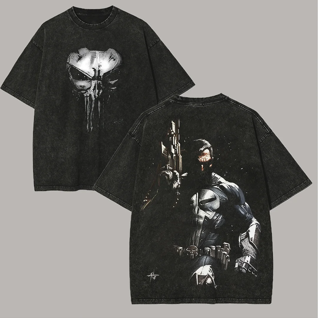 Punisher Frank Castle Printed Unisex Washed T-Shirt
