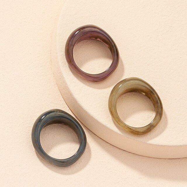 YOY-Colorful Resin Transparent Rhinestone Zircon Suit Ring