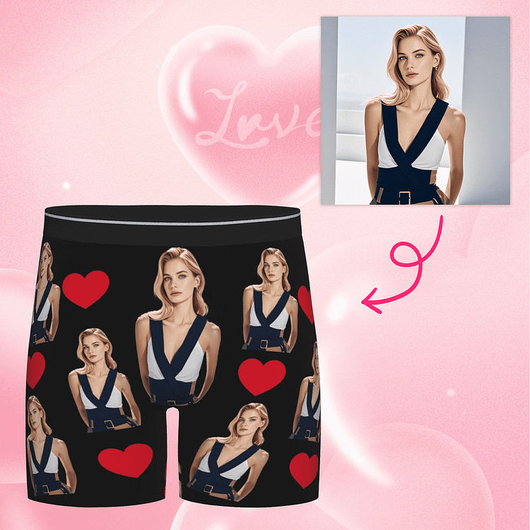 【Byxhuc】Personalized Boxer Briefs for Men, Mens Boxers with Girlfriend Face, Personalized Gifts for Boyfriend Him Men on Birthday Christmas