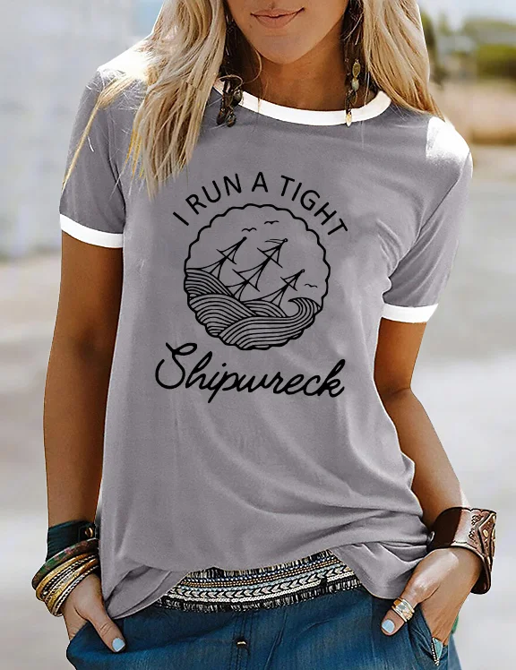 I Run A Tight Shipwreck Mama Color Block T-Shirt