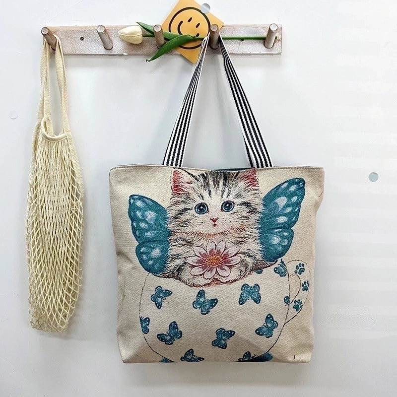 Women’s Vintage Style Flower Canvas Shopping Bags