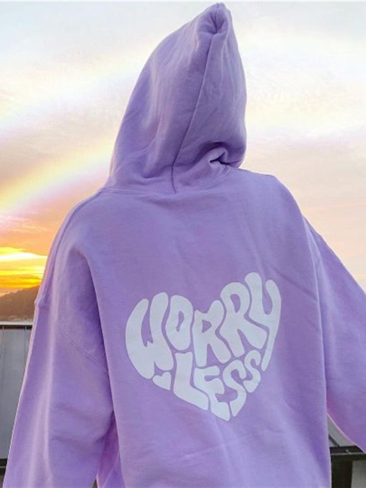 Women's Worry Less Heart Graphic Printed Hoodie