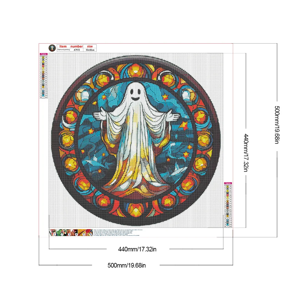 Diamond Painting - Full Round Drill - Stained Glass Halloween Ghost(Canvas|50*50cm)