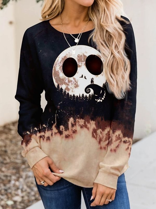 The Nightmare Before Christmas Halloween Print Long Sleeve Sweatshirt