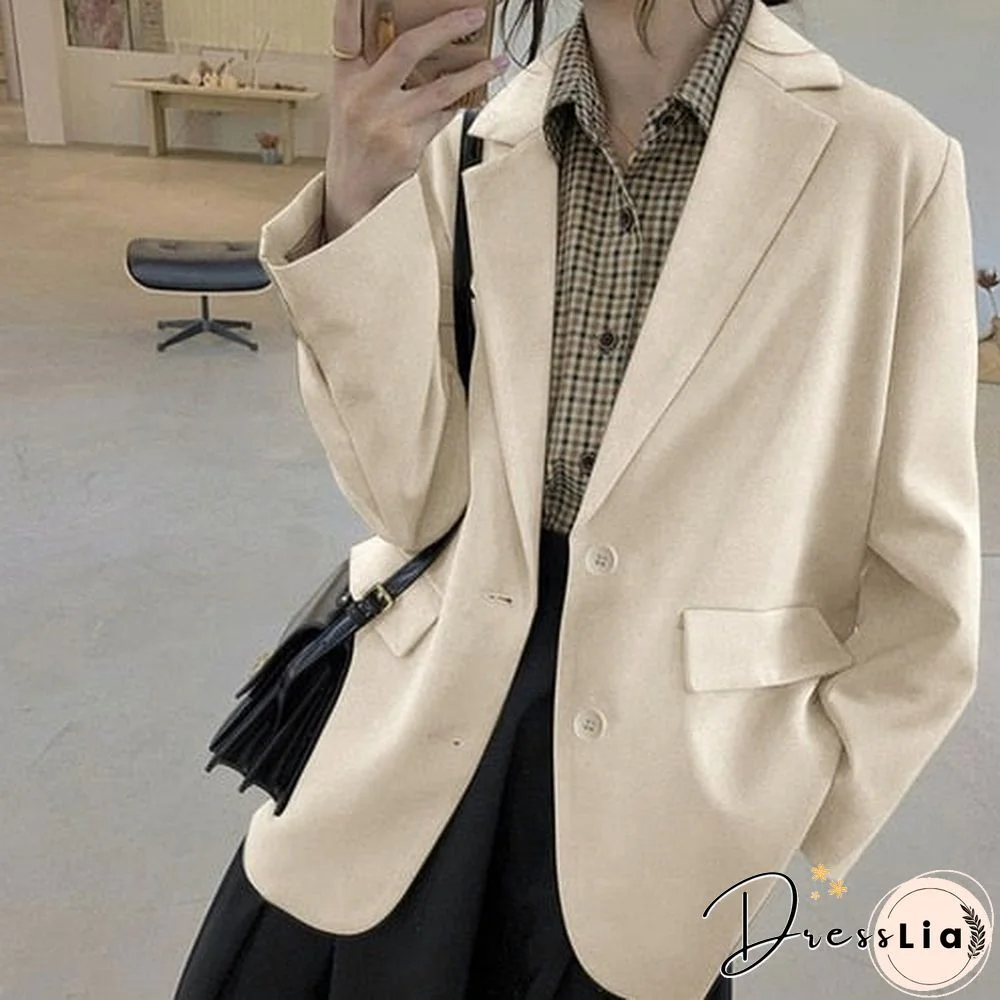 Jackets And Blazers Suit For Women Spring Loose Casual Khaki Black Office Blazer Jacket Female Oversize Women'S Office Suit