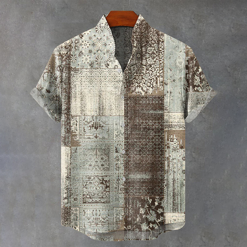 Men's Abstract Art Geometry Print Casual Shirt  artssus