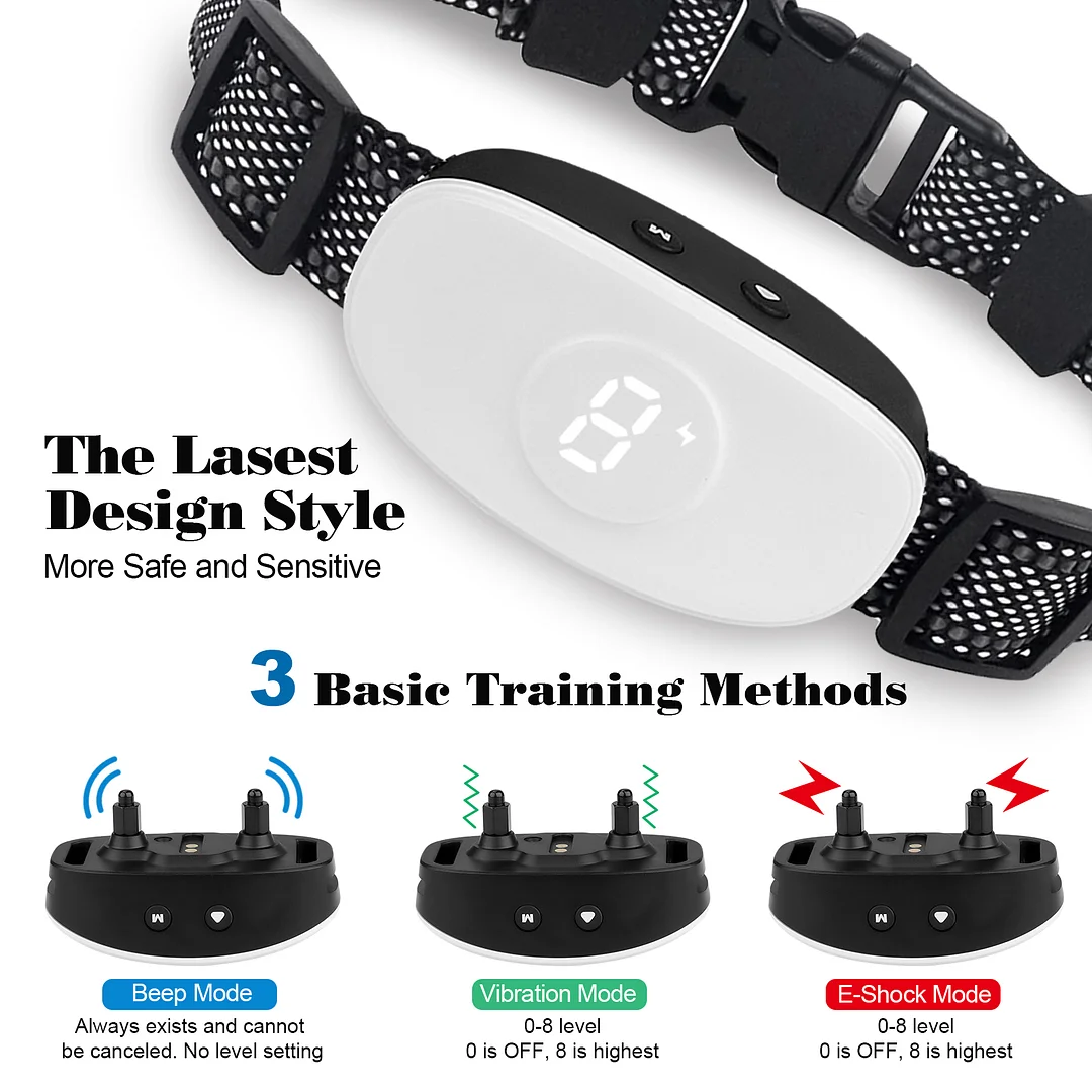 BEBANG Bark Collar for Dogs with 3 Modes Beep Vibration and Shock Dog Shock Collar for Small Medium and Large Dogs, Shock Collar for Dogs in Humane Effective Scientific Training Methods