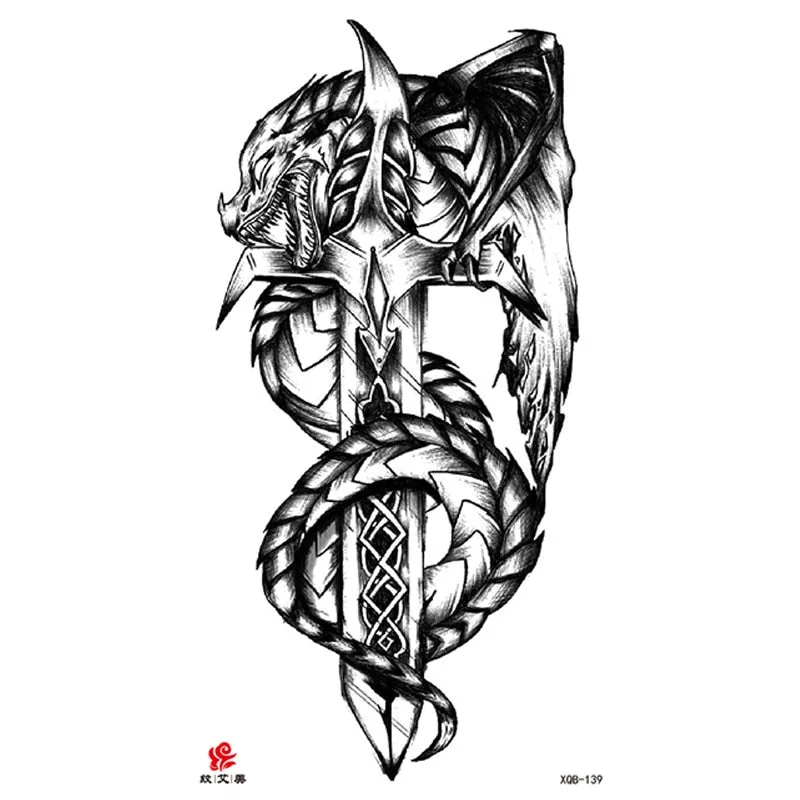 Animal Tiger dragonTemporary Tattoos Fox Wolf Eagle Fake Tatto Sticker Owl Flower Tatoo Body Armbands Men tatuajes temporales