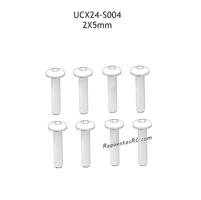UDIRC UCX1801 Pro Partes 2x5mm Tornillo Hexagonal de Cabeza Cil&iacute;ndrica para M&aacute;quinas UCX24-S004