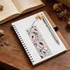 3Pcs DIY Pearl Painting Peony Bookmark with Butterfly Pendant Home Office Supplies Gift for Book Lovers