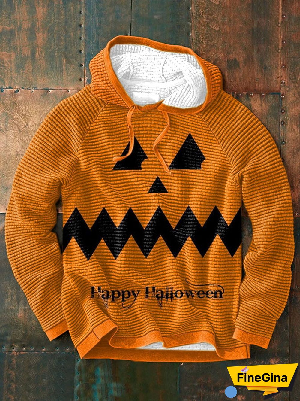 Men's Retro Grimace Happy Halloween Print Waffle Hoodie