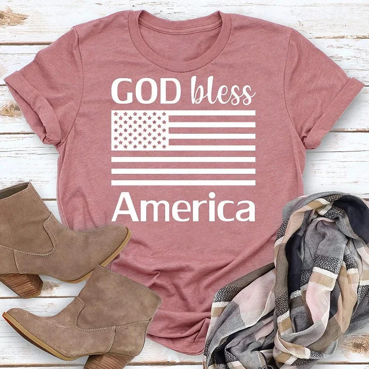 Independence Day Print Flag Letter T-shirt-Annaletters