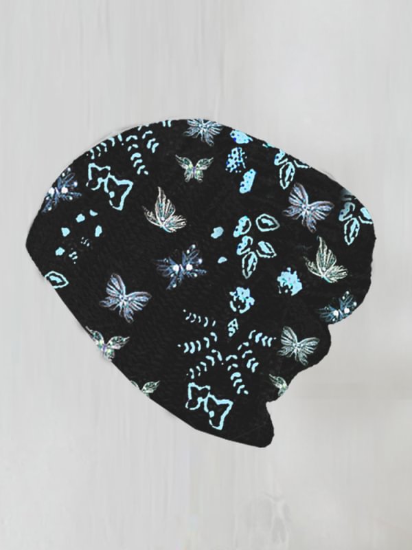 Retro Casual Flower butterfly Print Warm Hat