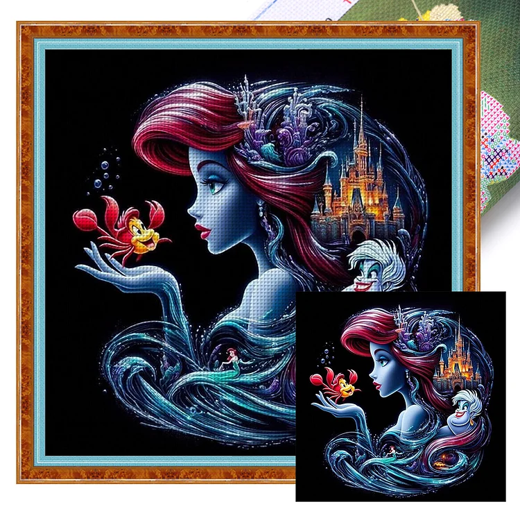 Mona Lisa Brand- Red-haired Princess and Castle- 11CT - 3 Strands Threads Printed cross stitch - 45*45cm(Canvas)