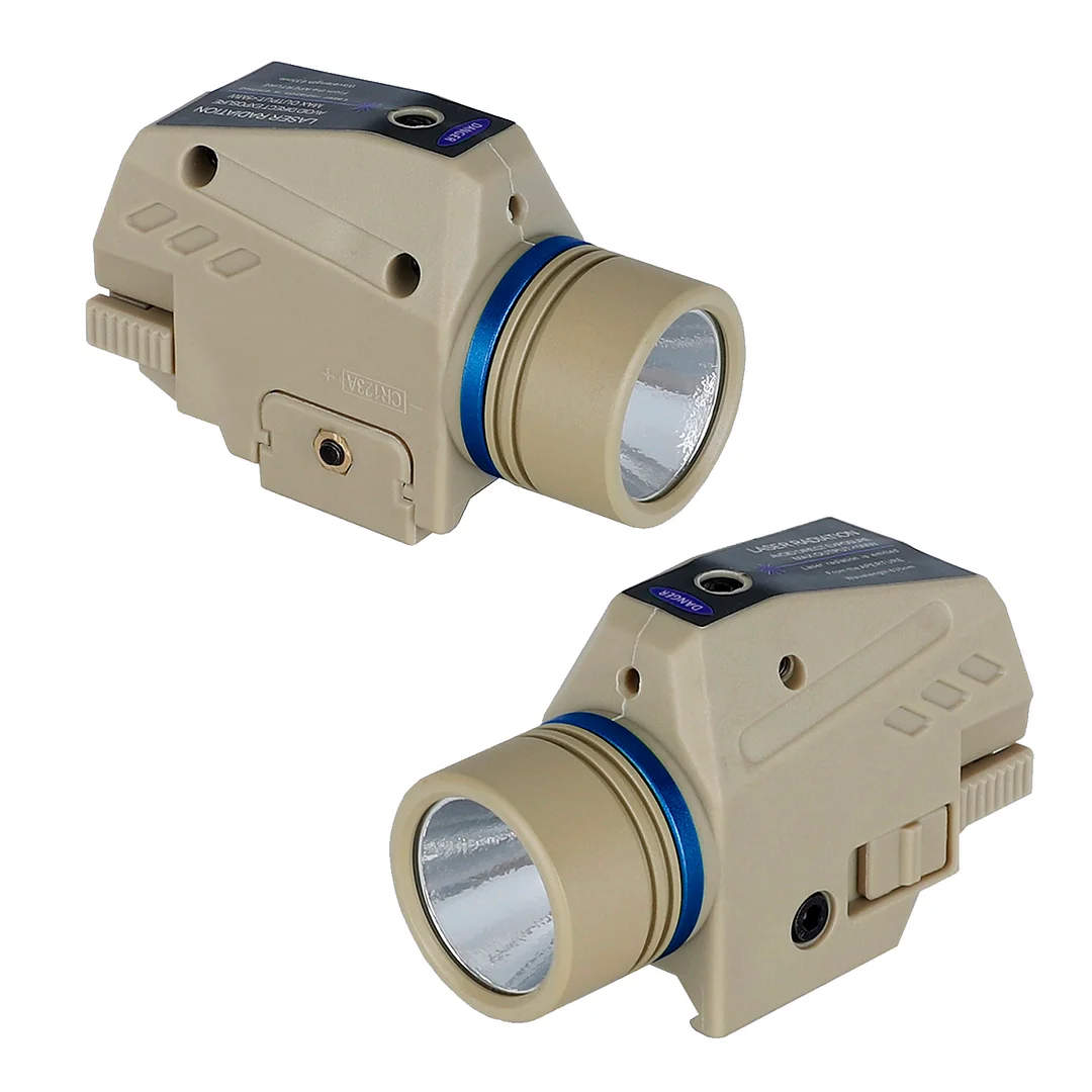 ohhunt® Mini Flashlight Blue Laser White LED Flashlight Combo with 20mm Picatinny Rail Mount Weapon Torch Light Tan