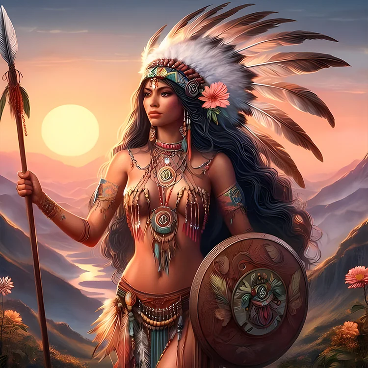Indians 40*40CM (Canvas) Full Round Drill Diamond Painting gbfke